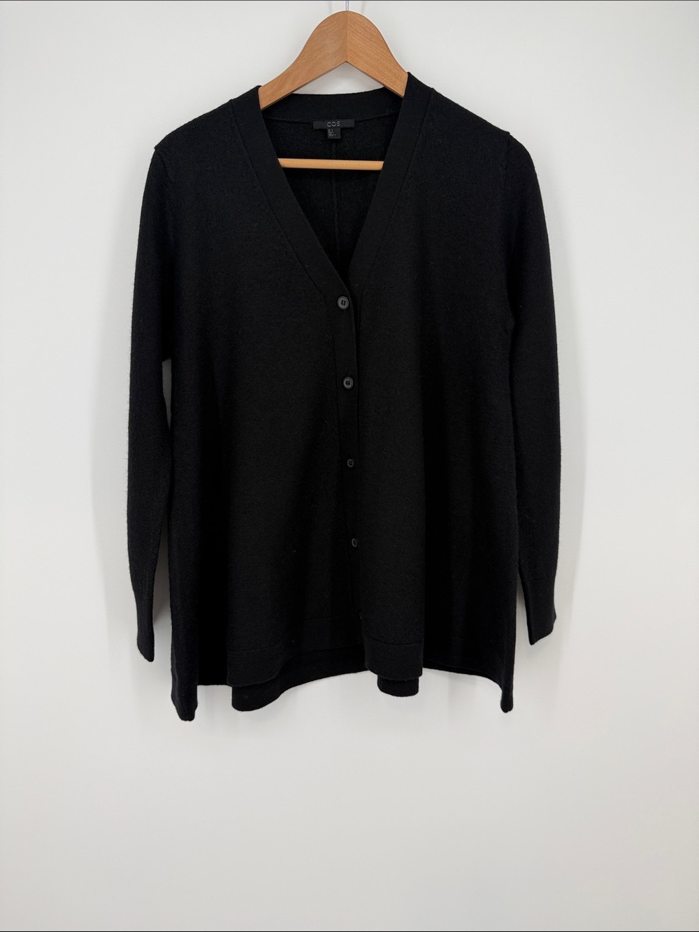 COS Black V-Neck Button Cardigan Sweater Size Small